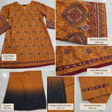 DCKB2082 Mustard Embroidered Cotton 3-Piece Suit