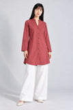 DCKHL1005 – Brick Red Cotton Button-Front Kurti