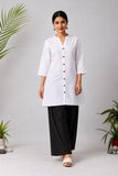 DCKHL1002 – White Cotton Button-Front Kurti