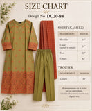 DC 20-88 Olive Green Embroidered Cotton 3-Piece Suit