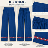 DCK 20-83 Blue Floral Embroidered Cotton 3-Piece Suit