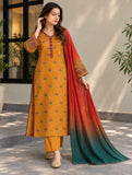 DCKB 20-92 Mustard Floral Embroidered Cotton 3-Piece Suit