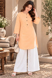 DCKGL1003 – Peach Cotton Button-Detail Kurti