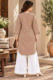 DCKGL1-004 – Taupe Cotton Button-Detail Kurti