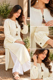 DCKFL1004 Ivory Cotton Kurti with Tassel Details