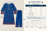 DCK 20-83 Blue Floral Embroidered Cotton 3-Piece Suit
