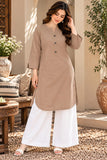 DCKGL1-004 – Taupe Cotton Button-Detail Kurti