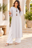 DCKFL1003 Light Grey Cotton Kurti with Tassel Details