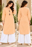 DCKFL1-006 – Peach Cotton Tassel-Detail Kurti