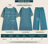 DCKB 20-86 Teal Blue Embroidered Cotton 3-Piece Suit