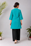 DCKHL10003 – Turquoise Cotton Button-Front Kurti