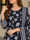 DCKB 20-91 Black Floral Cotton 3-Piece Suit