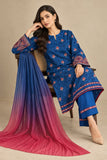 DCK 20-83 Blue Floral Embroidered Cotton 3-Piece Suit