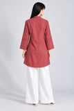 DCKHL1005 – Brick Red Cotton Button-Front Kurti
