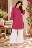 DCKGL1002 – Deep Pink Cotton Button-Detail Kurti