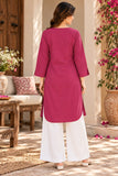 DCKGL1002 – Deep Pink Cotton Button-Detail Kurti