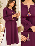 DCKFL1002 – Plum Cotton Tassel Kurti