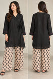 Black Tie-Side Cotton Co-ord Set with Beige Printed Trousers | DCKB2082