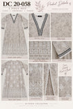 Light Grey Floral Embroidered Cotton Three-Piece Suit | DC20-058
