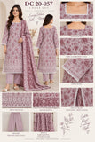 Mauve Floral Embroidered Cotton Three-Piece Suit | DC20-057
