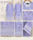 Lilac Floral Embroidered Cotton Three-Piece Suit | DC2055