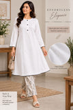 White Cotton Linen Kurti with Black Piping | DCKB20
