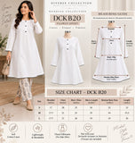 White Cotton Linen Kurti with Black Piping | DCKB20
