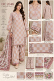 Blush Pink Checked Cotton Three-Piece Suit with Floral Dupatta | DC2048