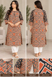 Orange and Black Geometric Printed Kurti | DCKB11