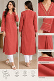 Plain Red Kurti with Contrast Trim | DCKB15
