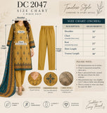 Mustard Embroidered Cotton Three-Piece Suit with Teal Dupatta | DC2047