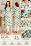 Cream and Teal Floral Printed Kurti | DCKB17