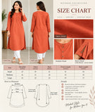 Plain Orange Kurti with Tie-Detail Sleeves | DCKB18