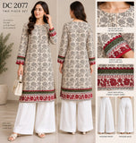 Cream Floral Cotton Co-ord Set with Red Borders | DC2077