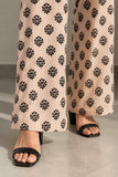 Black Tie-Side Cotton Co-ord Set with Beige Printed Trousers | DCKB2082