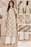 Cream Floral Cotton Co-ord Set with White Trousers | DC2076