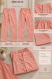 Peach Embroidered Chiffon Three-Piece Suit | DCF0001