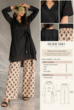 Black Tie-Side Cotton Co-ord Set with Beige Printed Trousers | DCKB2082