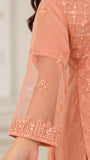 Peach Embroidered Chiffon Three-Piece Suit | DCF0001