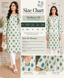 Cream and Teal Floral Printed Kurti | DCKB17