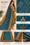 Mustard Embroidered Cotton Three-Piece Suit with Teal Dupatta | DC2047
