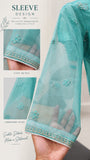 Teal Embroidered Chiffon Three-Piece Suit | DCF0002