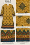 Mustard Embroidered Cotton Three-Piece Suit with Teal Dupatta | DC2047