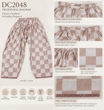 Blush Pink Checked Cotton Three-Piece Suit with Floral Dupatta | DC2048