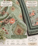 Sage Green Floral Cotton Three-Piece Suit | DC2044