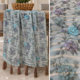 Teal Embroidered Chiffon Three-Piece Suit | DCF0002