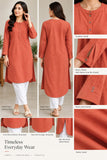 Plain Orange Kurti with Tie-Detail Sleeves | DCKB18