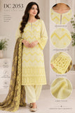 Lemon Yellow Appliqué Cotton Three-Piece Suit with Floral Dupatta | DC2053