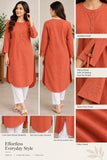 Plain Orange Kurti with Tie-Detail Sleeves | DCKB18