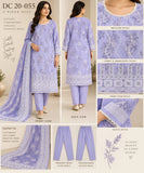 Lilac Floral Embroidered Cotton Three-Piece Suit | DC2055